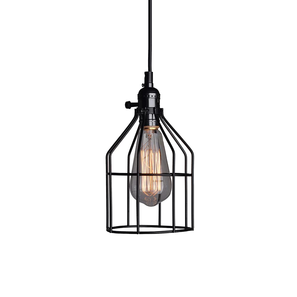 Luz colgante negra de techo con pantalla de metal industrial para pasillos y bares