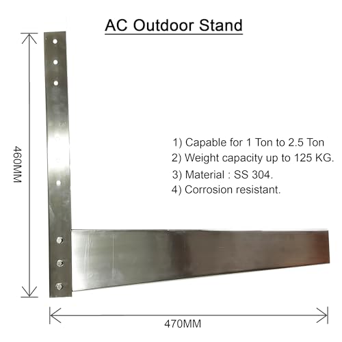 Image of UGMAA AC Outdoor Stand SS 304 | UGMAA Silver Stainless Steel Wall Mount AC Mounting Bracket