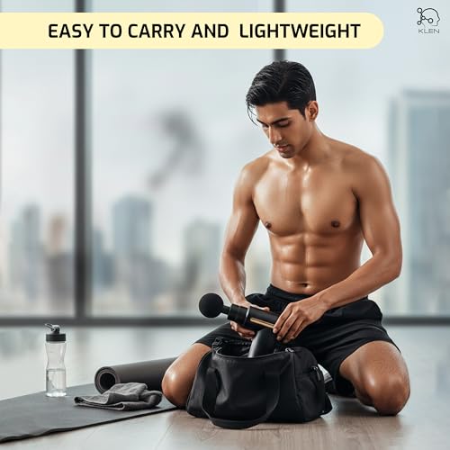 Image of KLEN Pulse Gun Massager Rechargeable Handheld Percussion Massage Machine For Full Body Pain Relief, Muscle Relaxation, Neck, Shoulder, Back, Foot & Travel Use (6 Speed intensity)