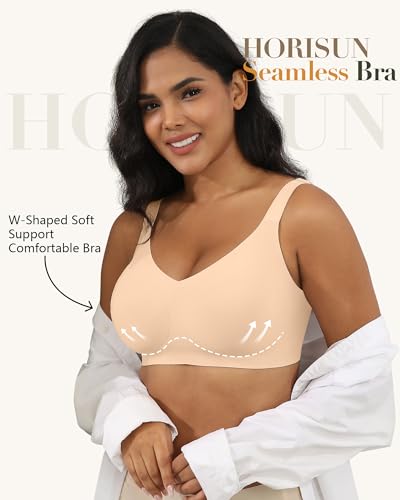 HORISUN Seamless Wireless Bra for Women with Soft Support No Underwire Full Coverage Comfort Bras Back Smoothing Bralettes2