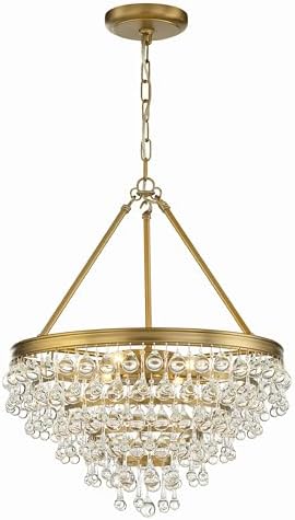 Crystorama Calypso 6 Light Crystal Teardrop Vibrant Gold Chandelier
