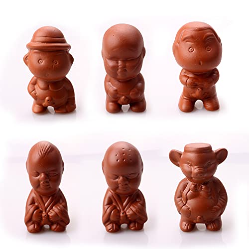 LGYKUMEG Chinese Purple Argile Zisha Tea Pee Pee Pee Boy garçon Statues Kungfu Tea Plateau Accessoires Décoration de la Maison et de Bureau Main Handmade Meilleurs Pères Day Cadeaux,6pcs Cover