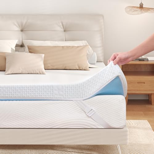 4 Inch Mattress Topper Twin XL - Gel Memory Foam Mattress Toppers with Removable Soft Cover, Cooling Bed Topper Ventilated High Density Mattress Pad, CertiPUR-US Certified