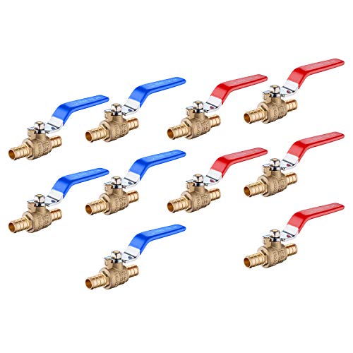 (Pack of 10) EFIELD 1/2 Inch Pex Crimp Brass Full Port Shut-off Ball Valve for Hot and Cold Water, UPC Certified,(VALVE003)