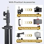 UTEBIT 2 Pack Photography Light Stands Tripod, 45"/3.7ft Adjustable Aluminum Lighting Stand with Phone Clamp & Camera Mount Adapter, Photo Tripod Stands for Travel Outdoor Photo Video Shooting, Black - Image 4