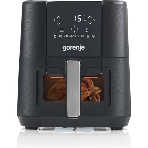 Gorenje AF1350DWB Friggitrice Ad Aria Calda / 1.350 Watt/Cestino Da 5,4 Litri Con Finestra Di Visualizzazione/8 Programmi Automatici/Rivestimento Antiaderente/Display A Led/L X A X P: 28 × 35,3 × 32,1 - 6