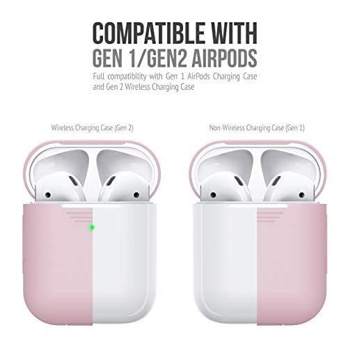 Keybudz Airpods 2 & 1 Case [Front Led Visible] Protective Silicone Cover And Skin Compatible With Apple Airpods (Without Carabiner, Pretty In Pink) #TOP1