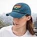 Vintage Stupid Canadian Wolf Bird Hats for Men Fashion Washed Distressed Cyan Blue