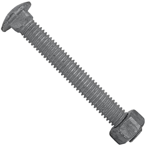 Image of Carriage Bolts 3 /8-16 x 3: w /Nuts Galvanized Bulk Carriage Bolt ~ Coarse Thread (3 inches Long) (25 Pieces)