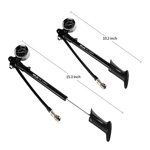 Image of Giyo High Pressure Shock Pump, (300 PSI Max) for Fork & Rear Suspension, Lever Lock on Nozzle No Air Loss (Black)