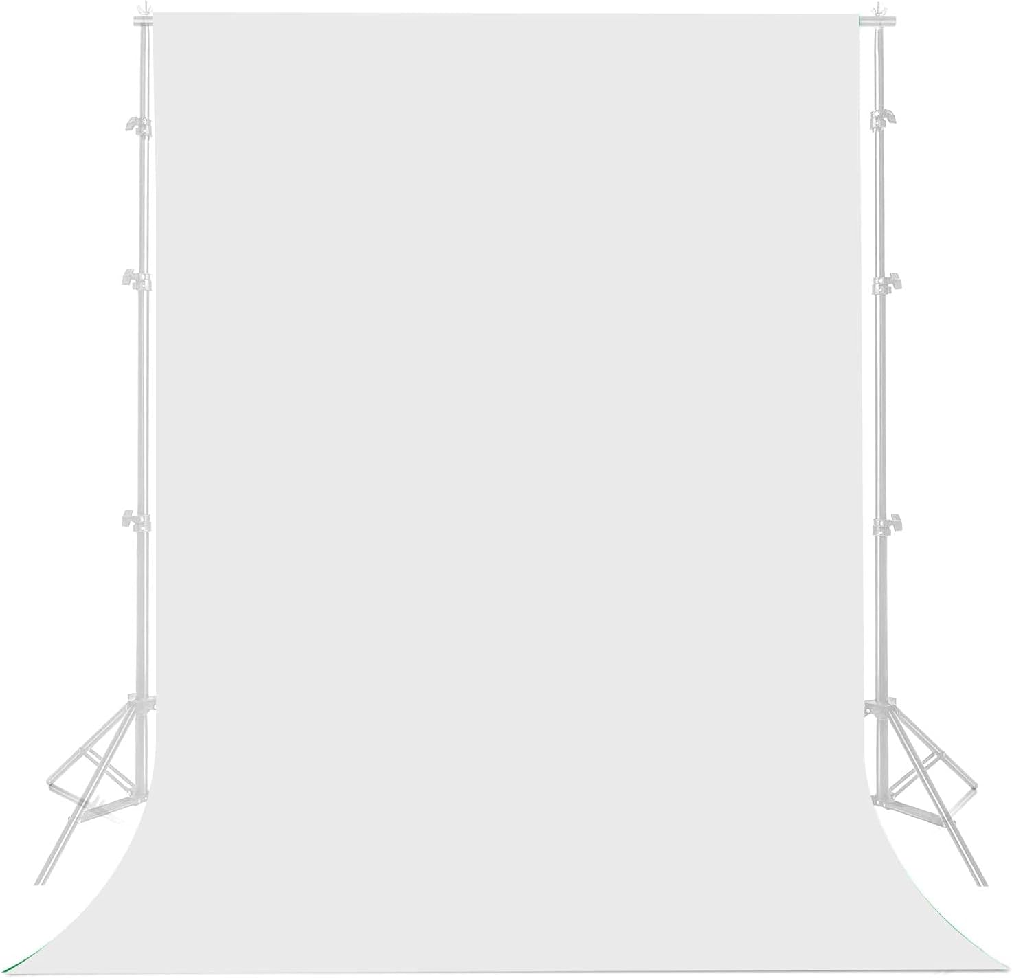 GROX 8 x 10 ft White Screen Backdrop Background for Photography, Polyester Fabric Black Photo Backdrop Curtain Background Screen Collapsible Seamless for Photo Video Studio (Stand NOT Included)