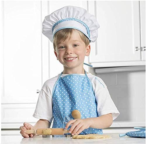 Haletia Kids Cooking and Baking Set,11 Pcs Children's Baking Kit Apron, Chef Hat Chef Dress Up Role Play Toys Costume for Kids Age 3-8 for Christmas, Thanksgiving Gift (Blue)