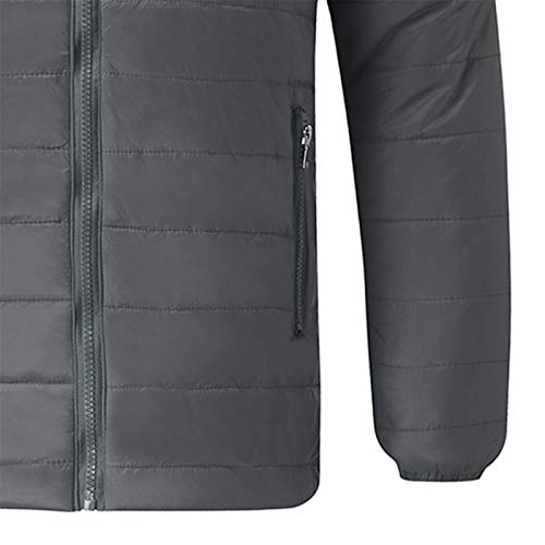 Men's Lightweight Warm Puffer Jackets Autumn Winter Down Jacket Thermal Hybrid Hiking Coat Water Resistant Packable Gray #TOP4