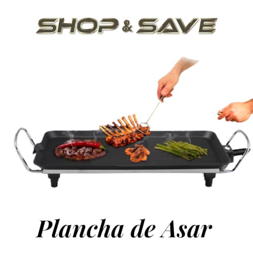 Plancha de Asar 1500 W Potencia, 47 X 27 CM, 230V, Termostato Ajustable, 5 Ajustes de Temperatura