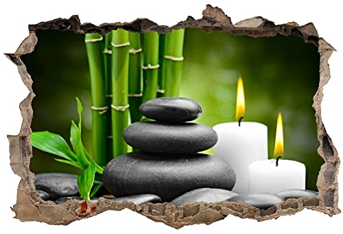 Jm-Déco Stickers 3D Trompe l'oeil Galets Zen Dimensions 30x20cm