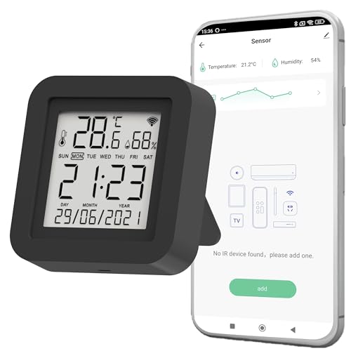 Mando a distancia universal WiFi IR Nivian con sensor de temperatura y humedad – Control inteligente mediante App Tuya, compatible con Alexa y Google Home, domótica Smart Home