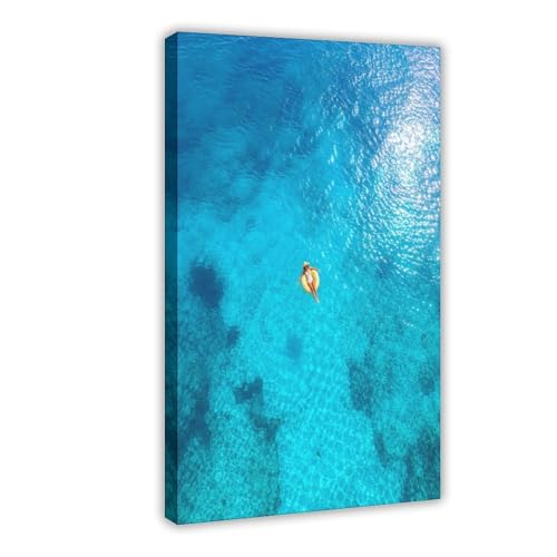 Crystal Clear Turquoise Ocean Beach Canvas Wall Art Summer Coastal