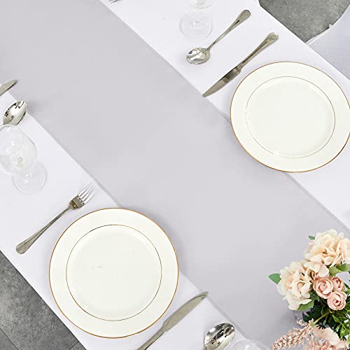 10-Pack Silver Satin Table Runner 12 X 108 Inch Long Bright And Smooth Silk Fabric Table Runner For Wedding Banquet Birthday Party Decoration #TOP1