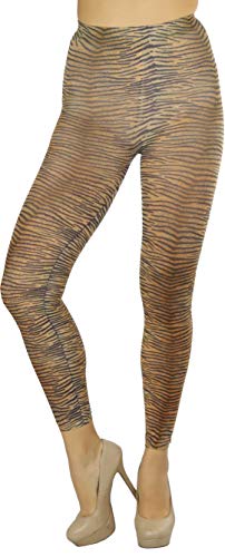 Image of ToBeInStyle Women's Footless Opaque Animal Zebra Tiger Tights Hosiery
