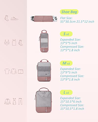 Image of Compression Packing Cubes for Suitcases, BAGSMART 4 Set Travel Organizer Cubes for Travel Essentials, Expandable Luggage Suitcase Organizer Bags Set, Lightweight Packing Organizers as Travel Accessories for Women / Men