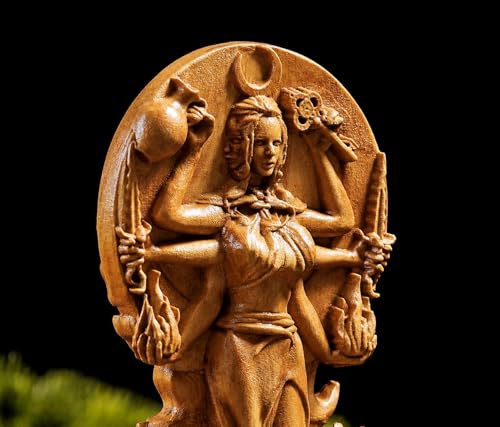 Estatua de Madera Hecate Diosa Triple 3.5×1.5×9 in miniatura 3