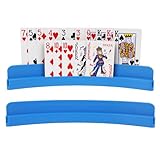 ZUFECY 2-Pack Blue ABS Card Holders, Anti-Slip Bottom for Playing Cards, Poker Game Nights, Family Game Nights, Ideal for Kids and Adults with Arthritis