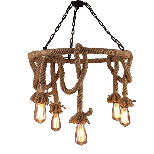 HSLXD.FGDD Kreative Hanf Seil Kronleuchter Loft Retro Industrie Kronleuchter Restaurant Bekleidungsgeschäft Dekoration Kronleuchter 6 Köpfe E26 / E27 Kronleuchter Beleuchtung 62 * 45CM,Retro Cover