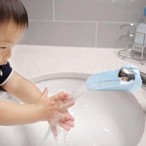 Image of Faucet Extender for Kitchen Sink and Bathtub, Universal PP Kids Hand Wash Faucet Extension Easy Install Toddler Bathroom Accessory (Blue)