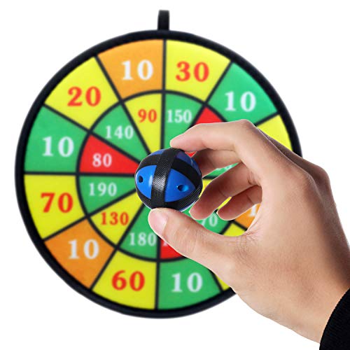 Kids Dart Board Game with 6 Balls Using Hook-and-Loop Fasteners | 11.8 Inches (30 cm) Diameter | Classic Dartboard Game and Safe for Kids (Green and Yellow)