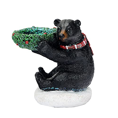 HYFAN Soporte para velas de oso negro, escultura retro, figura votiva, adorno para manualidades, soporte de vela para Navidad, Acción de Gracias, Halloween, decoración de mesa de comedor (sentado) Cover