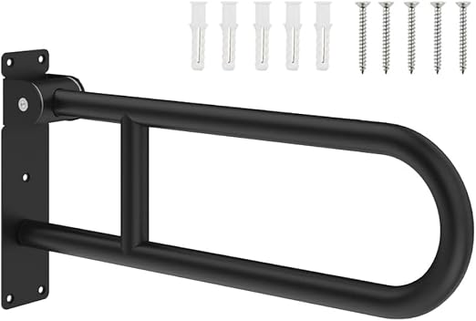 Poręcz toaletowa, Składany poręcz do toalety 60 cm, 2 kolory, stal nierdzewna(Black)