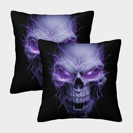 NGGADIWEG Impresión 3D Cráneo de Heavy Metal Fundas Cojines Cojines Decorativos Cuadrado Almohada De 2 Fundas Decoración Vintage Cuadrados para Hogar Dormitorio Exterior Jardin 40x40cm | Ya disponible en tu tienda friki favorita! En mundofriki.es!