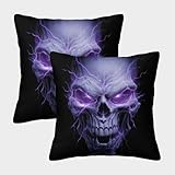 NGGADIWEG Impresión 3D Cráneo de Heavy Metal Fundas Cojines Cojines Decorativos Cuadrado Almohada De 2 Fundas Decoración Vintage Cuadrados para Hogar Dormitorio Exterior Jardin 40x40cm