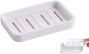 2 stuks zeepbakjes, siliconen zeepbakje met afvoer, zeephouder, antislip zeepbakje voor badkamer, keuken, teller (wit en grijs
