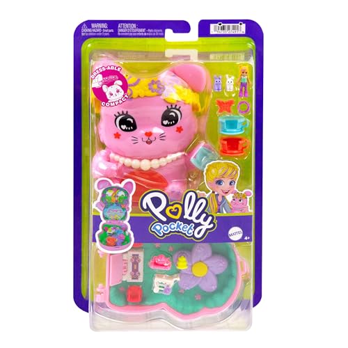 Polly Pocket Coffret Jardin Lapin Jouet de voyage avec 1 mini-figurine, lapins, nourriture et accessoires de mode, JCR40