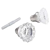 newliplace Glass Door Knobs Replacement Set, Vintage Crystal Door Knobs for Replacing Broken Old Antique Lock Sets on Interior Door, Brushed Nickel Finish