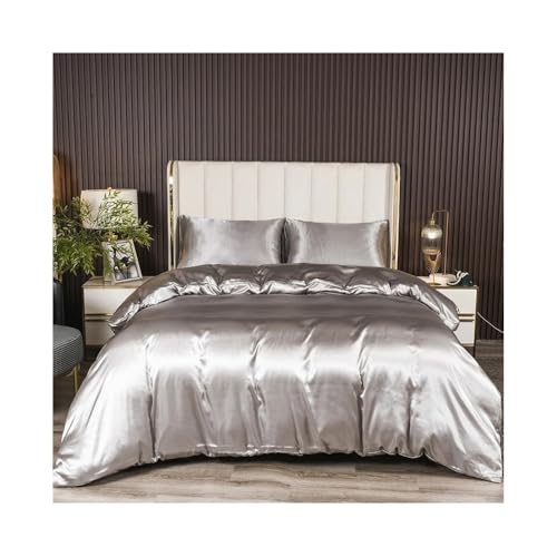 Lizhuzhuzs28 Juego de Funda de edredón 3 Pieces Satin Duvet Cover Set Luxury & Silky Bedding Set with Corner Ties & Zipper Closure (No Comforter and Sheet) Funda de Edredón(US King-264x229)