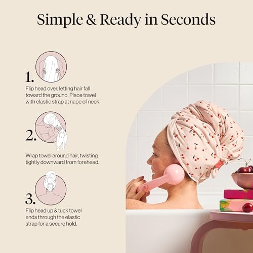 Kitsch XL Microfiber Hair Towel Wrap for Women - Cherry Print - image 7