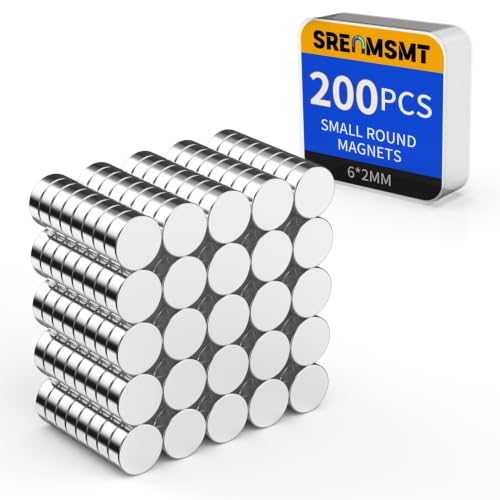 SRENMSMT Small Magnets, 6x2mm Neodymium Magnets for Crafts, 200 Pack