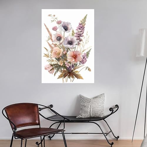 Impression sur toile fleurs WODJEM pour salon moderne encadrée - 3
