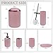 CERBIOR Bathroom Accessories Set 6 Piece Bath Ensemble Includes Soap Dispenser, Toothbrush Holder, Toothbrush Cup, Soap Dish for Decorative Countertop and Housewarming Gift (Blush pink-6pcs)
