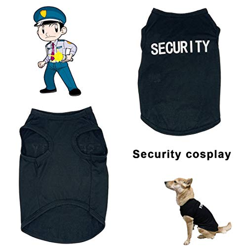 Dog Shirts Cosplay Apparel Security Dogs Costumes,Summer Clothes For Pet Cat Puppy, T-Shirt Vest Clothes For Dogs Boy Girl (Medium, Black) #TOP4