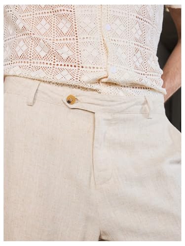 Floerns Men's Straight Leg Linen Loose Long Pants Casual Work Business Trousers with Pockets4