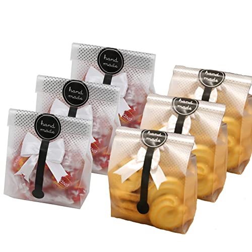 SAILING-GO Cookies Bags for Packaging Cake Candy, 200 Pack with Stickers