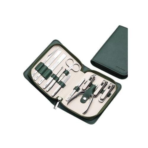 Kit de manucure vert foncé en acier inoxydable, coffret cadeau idéal - 2