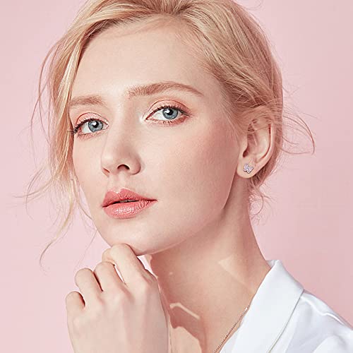 Sailimue 10 Pairs Hypoallergenic Screw Back Earrings For Women Girls 316L Stainless Steel Heart Cz Flower Butterfly Screwback Stud Earring Cute Hoop Earring Set #TOP6