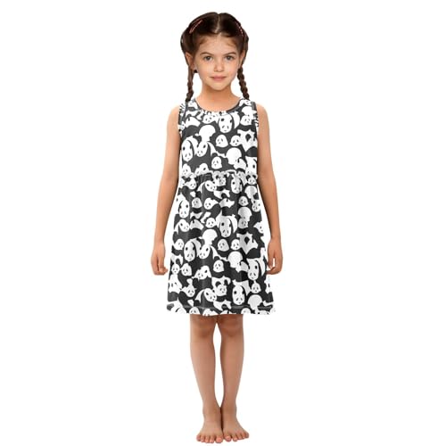 Toddler Girls Panda Dress Sleeveless Cotton Casual Clothes for Home Party Beach Sundress 2-8Y4