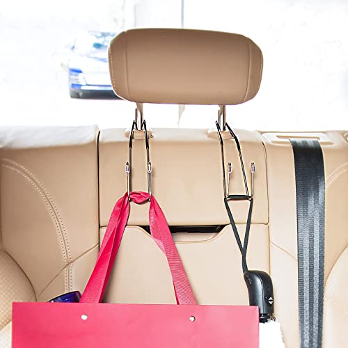 4 Pack Car Headrest Hooks, Seat Hook For Purse And Bag, Metal Vehicle Hook With Non-Slip Rubber Cover #TOP3