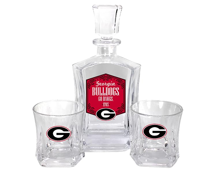 Georgia Bulldogs Decanter Set with Two Rocks Glasses 25oz