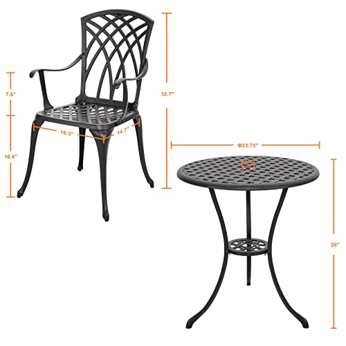 Nuu Garden SCD001-4 Patio Bistro Sets 3 Piece Cast Aluminum Bistro Table And Chairs Set thumb #7